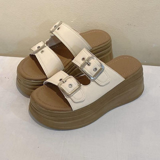 Dép nữ IGU đế Bằng siêu nhẹ chân cao 7cm da mềm 2 quai ngang sang trọng dễ phối đồ
