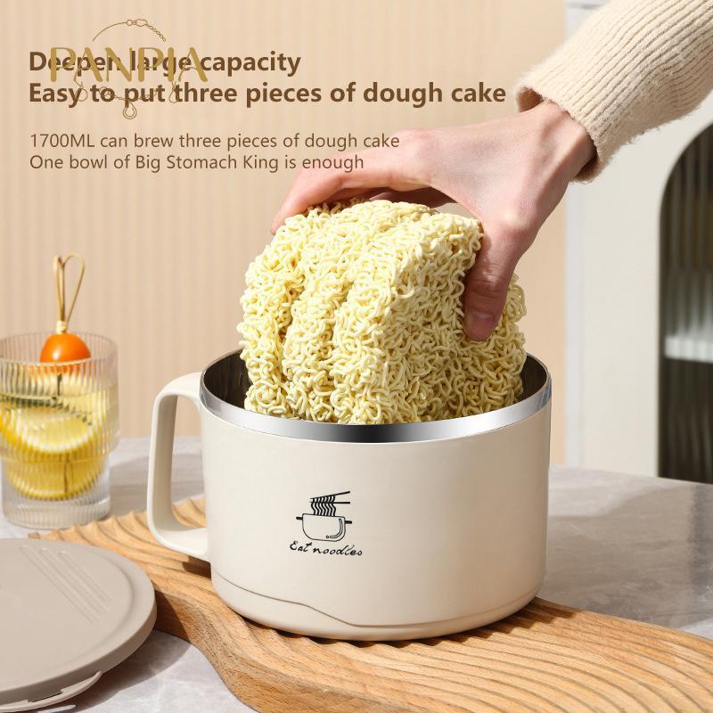 PNPIA- Bát mì bằng thép không gỉ 1200ml cách nhiệt có nắp đậy an toàn Hộp đựng thức ăn trưa để sử dụng du lịch và dã ngoại