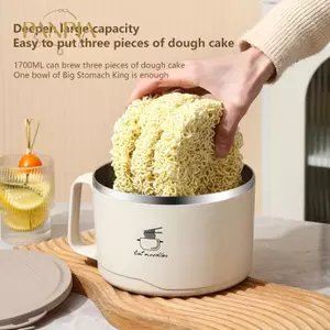 PNPIA- Bát mì bằng thép không gỉ 1200ml cách nhiệt có nắp đậy an toàn Hộp đựng thức ăn trưa để sử dụng du lịch và dã ngoại