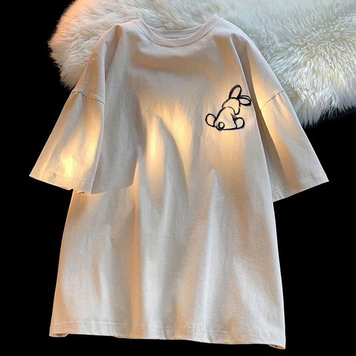 Áo phông thun  in  đơn giản mà sang trọng . Chất cotton mềm mỏng và mát -  hình con THỎ-Thoitrang