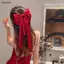 Bigapple Thanh Lịch Màu Đỏ Satin Nơ Lớn Tóc Cho Nữ Bé Gái Đuôi Ngựa Ruy Băng Kẹp Tóc RDG