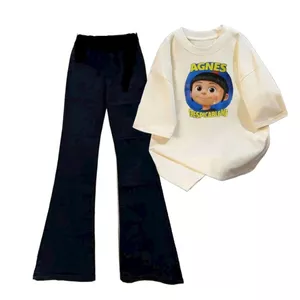 Bộ quần dài ống loe + kết hợp áo thun trendy -cô gái chữ ANNNES - quanaounisex94