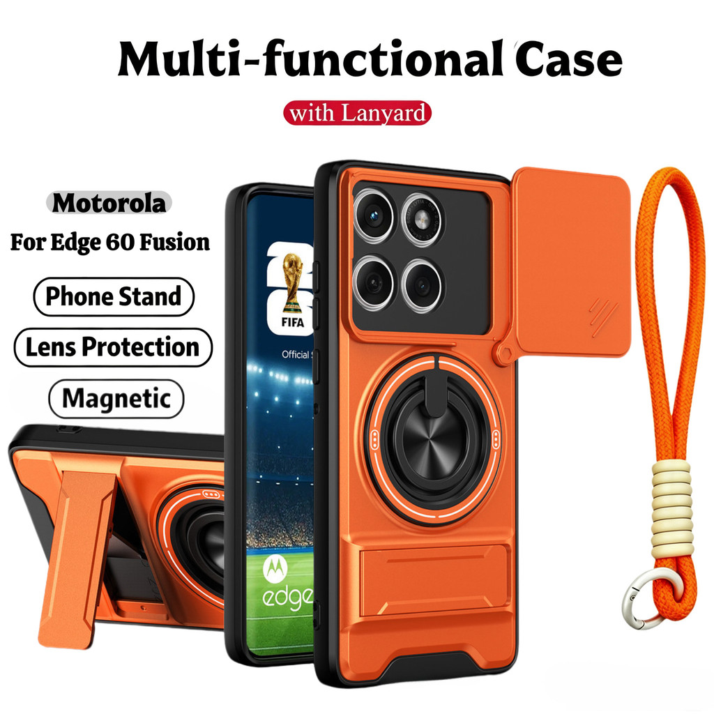 Ốp Điện Thoại Đa Năng Sang Trọng Thích Hợp Cho Motorola Edge 60 Fusion Neo Pro 5G 70 Dây 360°Giá đỡ vòng có vỏ máy ảnh Vỏ bảo vệ toàn diện chống sốc