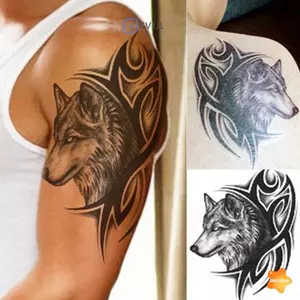 Đầu Sói Lớn Chống Thấm Nước Tạm Thời Có Thể Tháo Rời Hình Xăm Cơ Thể Tay Chân Nghệ Thuật Stier Mới