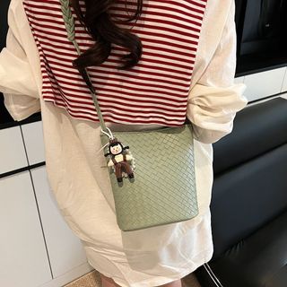 Túi xô tím/hồng dệt đi lại, đeo vai nữ, phong cách đơn giản thời trang