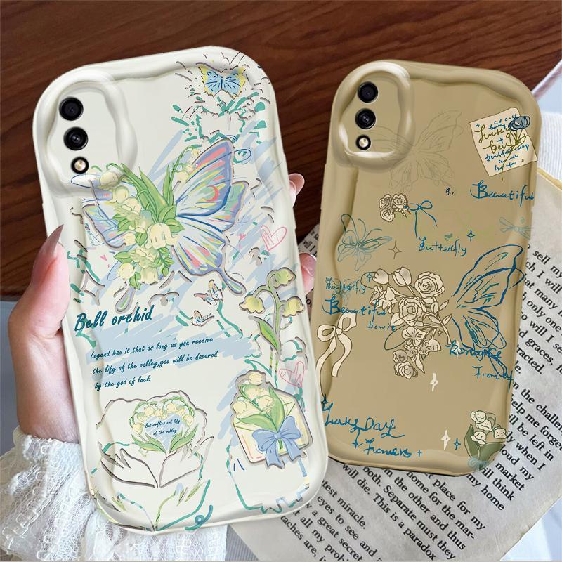 Thích Hợp Cho Samsung A10 A10S M10 A02 M02 Điện Thoại Thông Minh 3D TPU Mềm Bướm Hoa Nhiệt Đới Chống Sốc Trường Hợp Điện Thoại