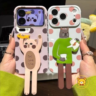 Ốp Điện Thoại Giá Đỡ Mèo Dễ Thương Cho OPPO Find X9 Ultra X9S X8S + X8 Pro X7 F31 F29 F21 F21S Pro Plus 5G Vỏ Hoạt Hình Chấm Bi Bên Trái Tim Tình Yêu Vỏ Mềm