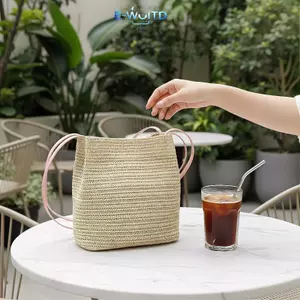 Túi xách dệt ống hút E-WOITD dành cho nữ Giỏ mây lớn Tote Túi đi biển mùa hè có sức chứa rộng rãi để mua sắm du lịch E-WOITD