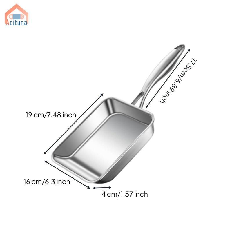 Chảo vuông không gỉ 316 Không phủ Chảo Omelet Nhật Bản Hoàn thiện bằng gương Không tráng phủ Nhật Bản Omelet Skillet