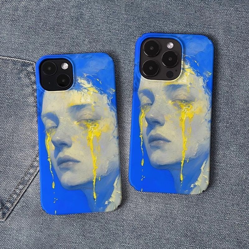 Ốp Điện Thoại QYJS Nước Mắt Tranh Sơn Dầu Thích Hợp Cho IPhone 15 14 13 ProMax 11 12 Pro XR XSMAX 16 E 17 AIR 7 8 PLUS Phim Vỏ Cứng Bóng Giá Trị Cao