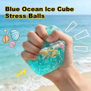SENRTY Blue Ocean Ice Cube Quả bóng căng thẳng, Quả bóng mực mềm tăng chậm Đại dương Squishy, Chủ đề đại dương phục hồi chậm dễ thương Hình vuông Đồ chơi thần tài giác quan Giảm lo âu