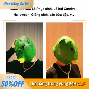 Mặt Nạ Cosplay Quái Vật Đầu Cá Xanh - Thiết Kế Vui Nhộn, Kích Thước ~30x26x25cm, Chất Liệu An Toàn