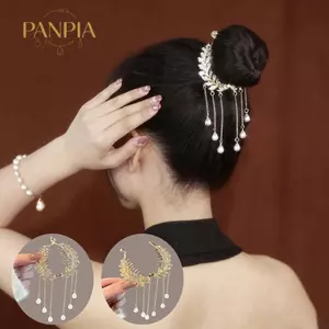 Kẹp tóc nữ ngọc trai PANPIA, vuốt tóc đính đá rhinestone, phụ kiện tóc thời trang, giữ đuôi ngựa chắc chắn