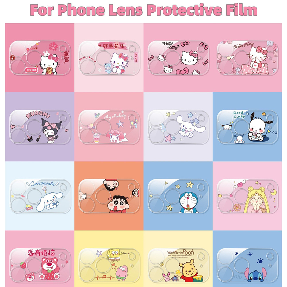 Dễ Thương Cat Pooh Stitch Điện Thoại Ống Kính Máy Ảnh Bảo Vệ Cho iPhone 17 Pro Max 17 Pro 17 Camera Kính Trong Suốt