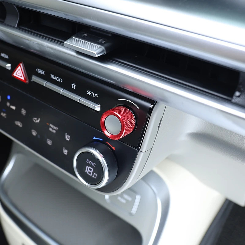Một Cặp Hợp Kim Nhôm Âm Thanh Phím Điều Chỉnh Núm Đỏ Xanh Đen Konb Vòng Viền Dành Cho Xe Hyundai IONIQ 9 Phụ Kiện