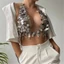 Unstop * Nhiều Lớp Sequins Bodice Áo Vest Nữ Ánh Sáng Thời Trang Chất Liệu Acrylic Thoải Mái Thoáng Khí