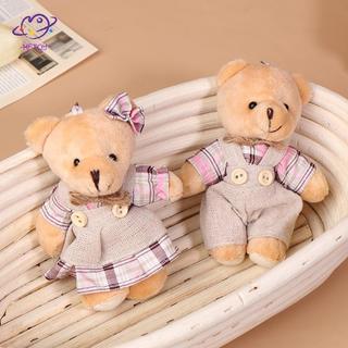 HFTOY Cặp Đôi Gấu Sang Trọng Móc Khóa Hoạt Hình Vải Hoa Gấu Mềm Nhồi Bông Búp Bê Mặt Dây Chuyền Chìa Khóa Ô Tô Ba Lô Túi Trang Trí Quà Tặng Trẻ Em ~