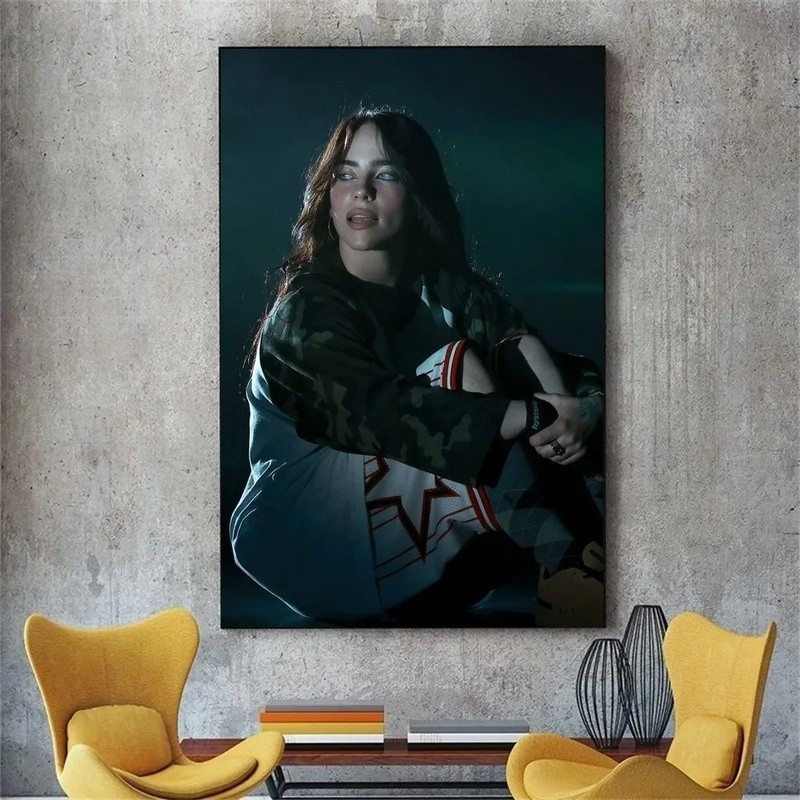 Poster Canvas Không Khung Billie Eilish Nghệ Thuật Treo Tường Hiện Đại Trang Trí Nhà Tranh Cho Phòng Khách Phòng Ngủ In Hình Unframed Với Rung C