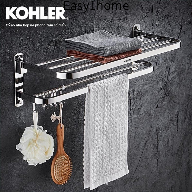 【 KOHLER 】Giá treo khăn bằng thép không gỉ cao cấp, giá treo tường không cần khoan, giá treo khăn gập lại, giá treo khăn
