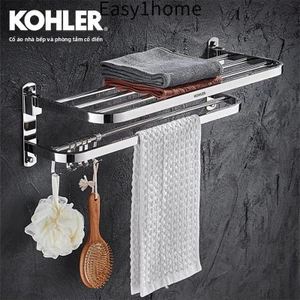 【 KOHLER 】Giá treo khăn bằng thép không gỉ cao cấp, giá treo tường không cần khoan, giá treo khăn gập lại, giá treo khăn