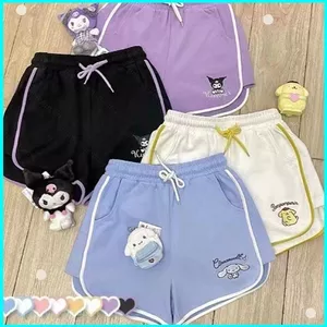Quần short thể thao thêu hình hoạt hình Sanrio mới, phù hợp mùa hè