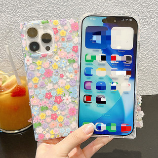 Ốp điện thoại Acrylic vuông chuỗi hoa đầy màu sắc lấp lánh cho iPhone 17 Pro Max 16 15 Pro Max Vỏ bảo vệ chống sốc