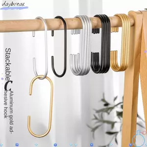 Móc treo hình chữ C DAYBREAK, Móc treo quần áo bằng thép không gỉ, Móc treo lưu trữ móc đôi màu vàng / bạc / đen đa chức năng tại nhà