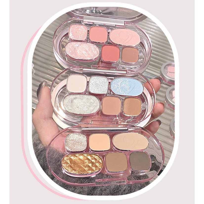 Palette mắt LEEINTO 6 màu - 【Tông màu mood】, lên màu chuẩn, chất ánh kim, matt, lấp lánh tinh tế, lâu trôi