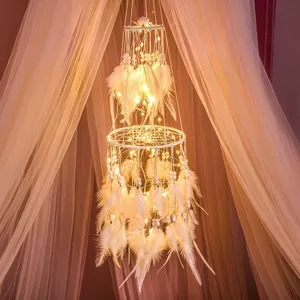 Dream Catcher Puff Shop Dream Catcher Thành phẩm Dream Wind Chime Mori Series Girl Heart Room diy Handmade Air Đồ trang trí 30306