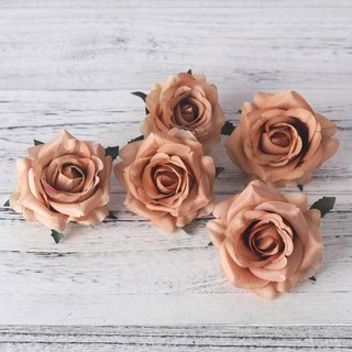 [BÁN] 5 Chiếc Hoa Nhân Tạo Lụa Đầu Hoa Hồng Hoa Hồng Giả DIY Bó Hoa Cưới Trang Trí Nhà Tiệc Cô Dâu Phụ Kiện Thực Tế Vintage Mộc Mạc Thẩm Mỹ Sổ Lưu Niệm Đạo Cụ Chụp Ảnh