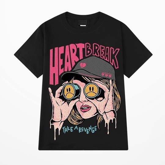 （Giao hàng 24h）Angela Áo thun NELLY Cotton 260gsm Premium - Heart Break Tay Lỡ Form Rộng Nam Nữ