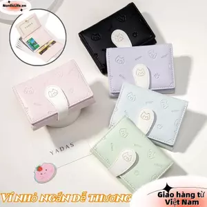 Ví nhỏ ngắn dễ thương NORDICLIFE, Túi ID thời trang cho bé gái Ví in hình mèo con, Ví đựng tiền xu PU Túi đựng thẻ sinh viên Túi đựng tiền nữ