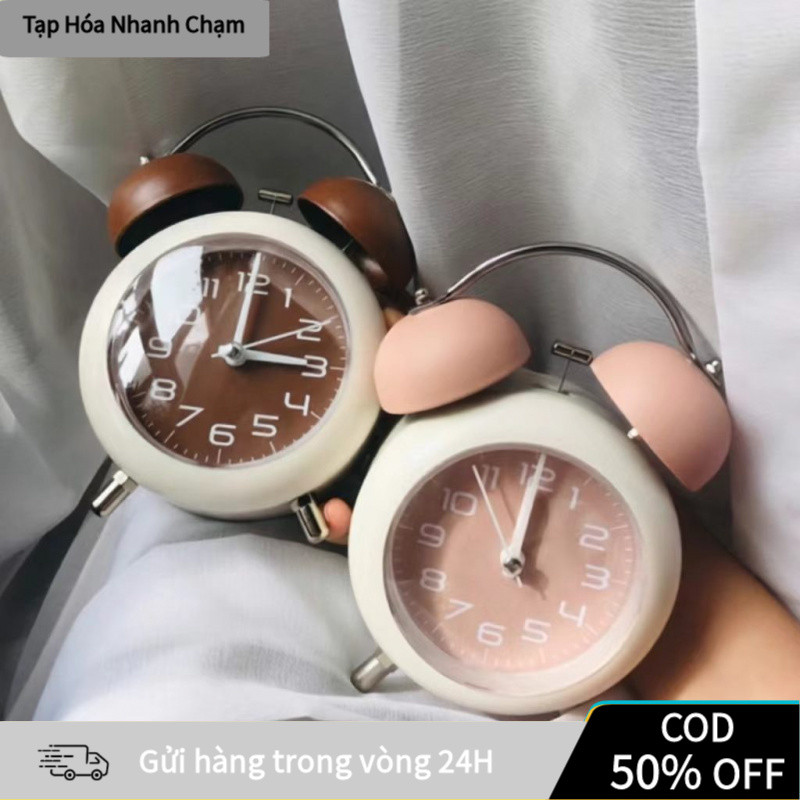 [COD] Đồng Hồ Báo Thức Kim Loại 2 Chuông - Âm Thanh To Rõ, Có Đèn Ngủ, Dễ Điều Chỉnh,Mặt Đồng Hồ In Hình Ngộ Nghĩnh
