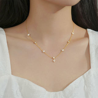 Vòng cổ cỏ ba lá bạc tua rua thanh lịch dành cho nữ