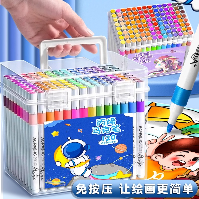 Acrylic Marker Học Sinh Tiểu Học 36 Nghệ Thuật Chuyên Dụng Opaque Có Thể Xếp Chồng Màu Trẻ Em Chống Thấm Nước Có Thể Giặt Được Bút Màu Nước802025.12.9