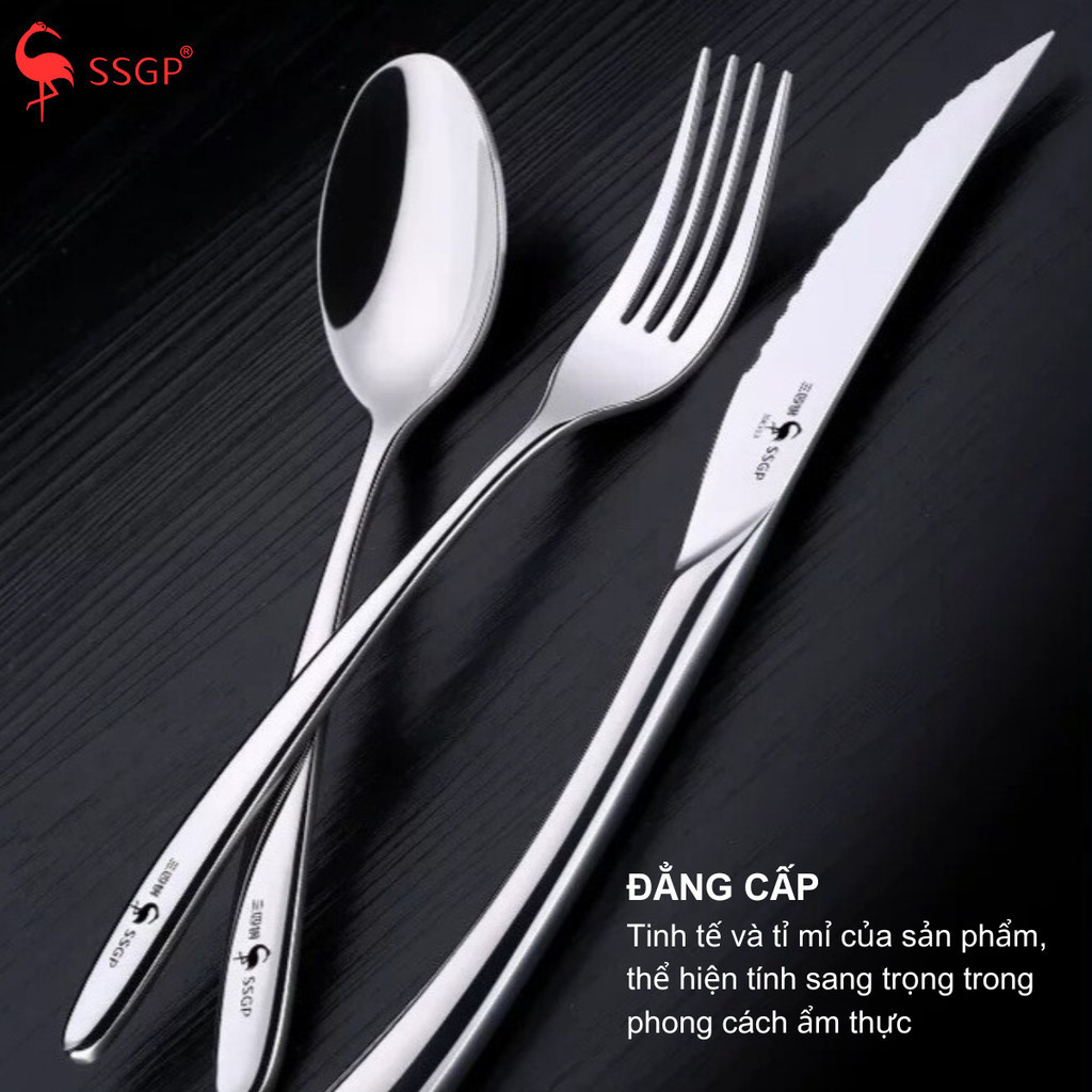 Nĩa inox cao cấp SSGP, nĩa inox 316 nĩa beefsteak Lucky, thìa ăn, muỗng ăn, muỗng inox, nĩa ăn inox