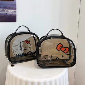 Túi đựng mỹ phẩm Hello Kitty Clear dễ thương - Túi trang điểm bán kỹ thuật số dung tích lớn dành cho du lịch và bãi biển‌