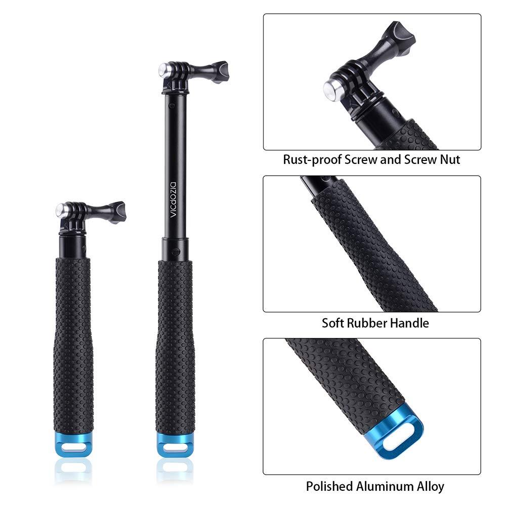 Gậy selfie chống nước kéo dài 19–50cm với tay cầm cao su chống trượt, khóa xoay, ren 1/4", tương thích GoPro/OSMO/camera hành động