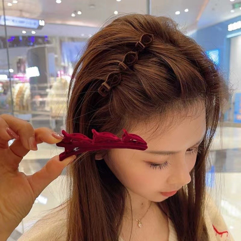 M7 Kẹp Tóc Mái Phối Vải Nhung Độc Đáo Cho Nữ MALAN