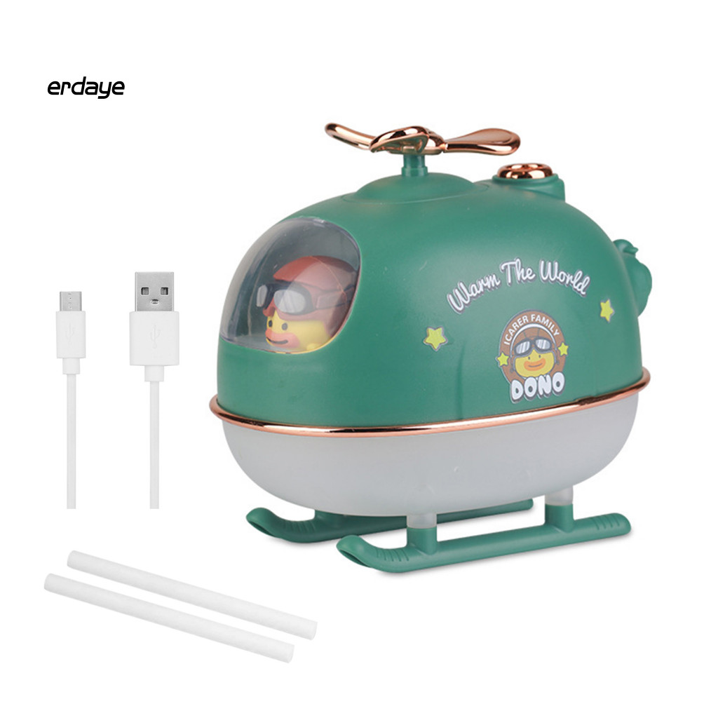 Máy tạo ẩm mini phi công vịt dễ thương 300ml, phun sương USB, lọc không khí di động, đèn ngủ nhiều màu, dùng cho phòng ngủ, văn phòng, mẫu giáo