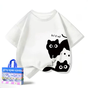 COD (Hồ Chí Minh)DREAMY BABY Áo phông trẻ em kiểu xếp chồng mèo theo phong cách Mỹ Áo dễ thương và sang trọng