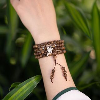Vòng Trầm Hương 108 mix Hồ Ly Bac - Trầm Hương Yên Lộc (Mua một, tặng một Túi Gấm, dây dự phòng, 2 hạt trầm)