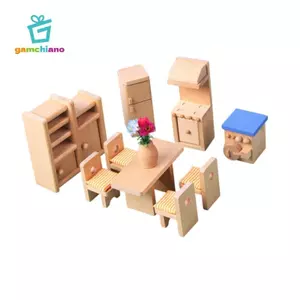 Gamchiano Nhà Búp Bê Bằng Gỗ Thu Nhỏ Bộ Nội Thất Nhà Búp Bê Trang Trí Quà Tặng Giáng Sinh Cảnh Cuộc Sống Đạo Cụ Sở Thích Thủ Công Cho Trẻ Tập Đi 3 + Bé Trai Trẻ Em