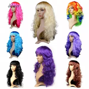 DELMER Cosplay Đảng Tóc Xoăn, Hồng Đen Carnival Tóc Giả Dài, Sân Khấu Thoáng Khí Ngộ nghĩnh Tự Nhiên Phụ Nữ Màu Tóc Giả Tiệc Sinh Nhật