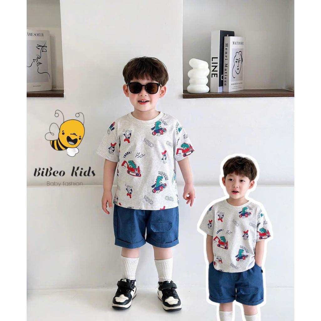 [BiBeo Kids]Bộ quần áo cộc tay in hình KHỦNG LONG SIÊU NHÂN cho bé trai,Bộ quần áo chất COTTON
