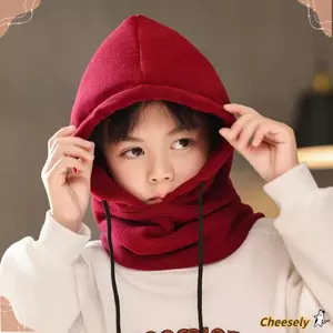 Mũ lông cừu CHEESELY, Mũ quàng cổ dày chống lạnh, Bảo vệ tai Full Face Cove Mũ beanie có mũ trùm đầu chống gió Khăn len trẻ em bé trai bé gái
