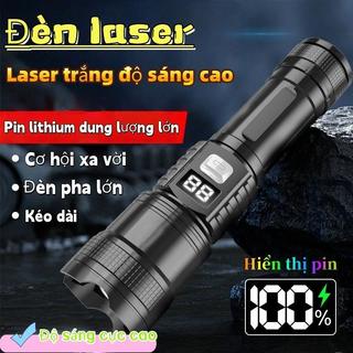 Đèn pin laser trắng màn hình kỹ thuật số, siêu sáng, thời lượng pin dài, đèn pin sửa chữa khẩn cấp đa chức năng ngoài