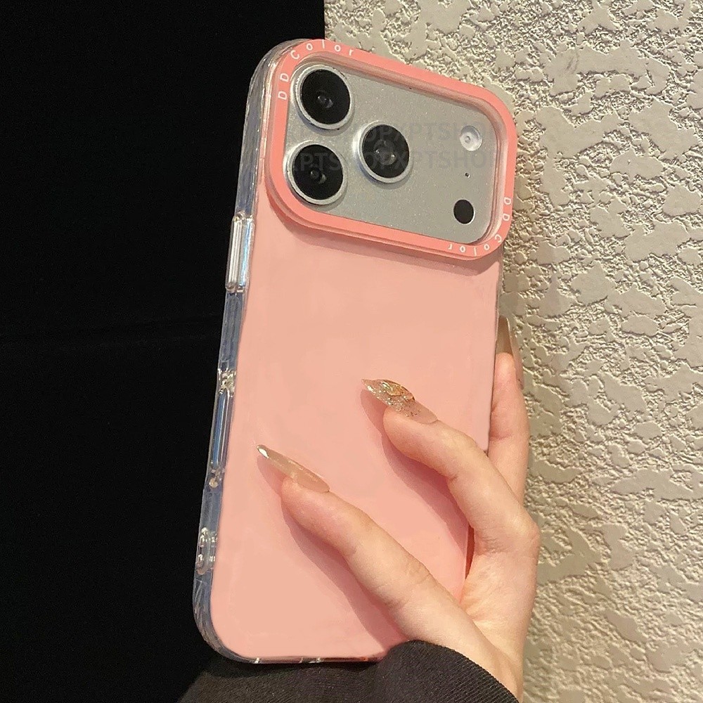 Ốp Điện Thoại Acrylic Màu Hồng Cho iPhone 17 Pro Max 16 15 14 13 Vỏ Bảo Vệ Chống Sốc