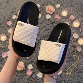 Dép Nữ IGU quai xé dán thêu chỉ cao 5cm da mềm êm nhẹ chân mũi tròn chuẩn size