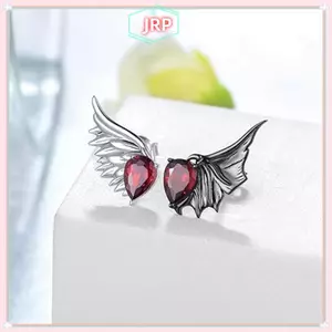 JRP Đỏ Zircon Lông Bông Tai Gothic Punk Thiên Thần Quỷ Cánh Tai Dành Cho Nữ Hợp Thời Trang Phụ Kiện Cho Cuộc Họp JRP